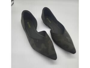 LKNW Vivaia Melia pointed-toe D'Orsay flats camouflage green 41.5 10
